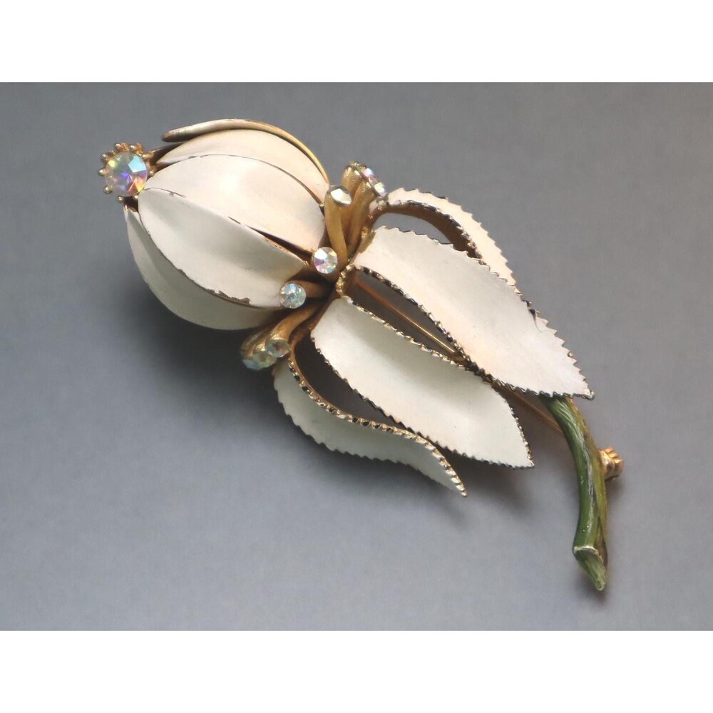 Lisner AB Rhinestone Large Flower Brooch Vintage Pin